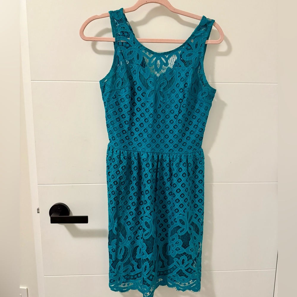 Xhilaration Teal Lace Midi Dress